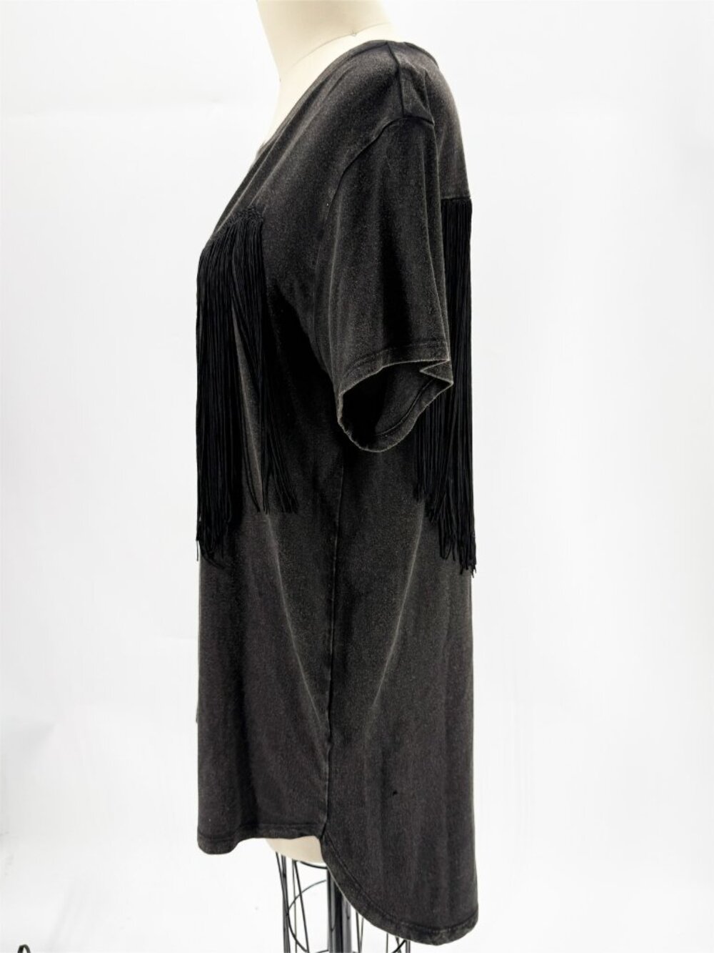 Haute Hippie Fringe Boho Western Faded Black Embroidered Nashville tee M - Picture 6 of 15